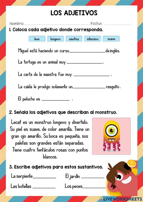 Ejercicio Online De Adjetivos Para Tercero De Primaria Artofit