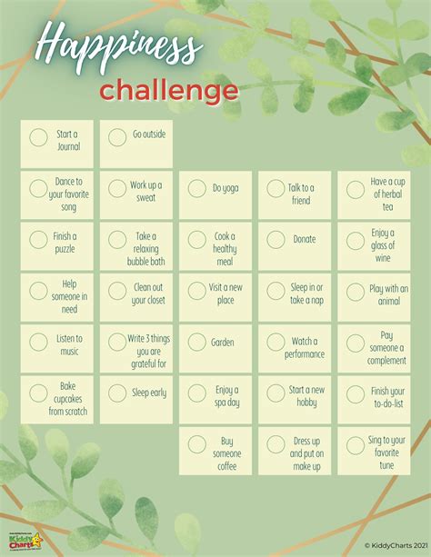 Happiness Challenge For Kids And Adults Kiddycharts Daily Challenges