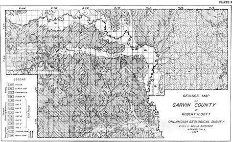 Map Plate 1 Geologic Map Of Garvin County 1927 Cartography Wall Art