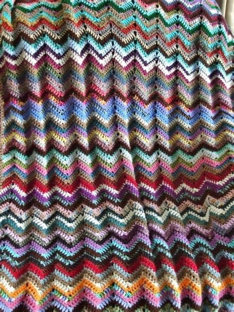 Ripple Afghan In Scraps Crochet Throw Blanket Etsy Scrap Crochet