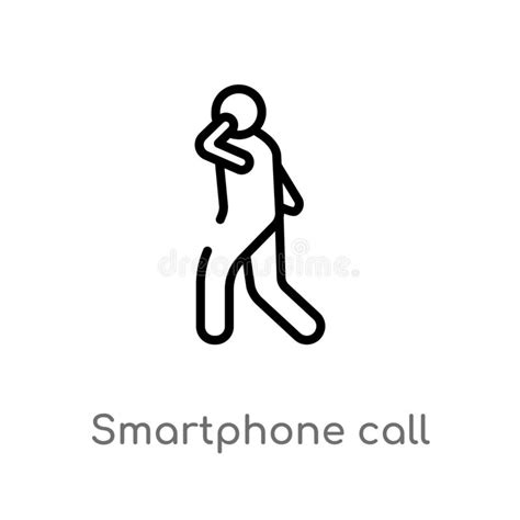 Outline Smartphone Call Vector Icon Isolated Black Simple Line Element