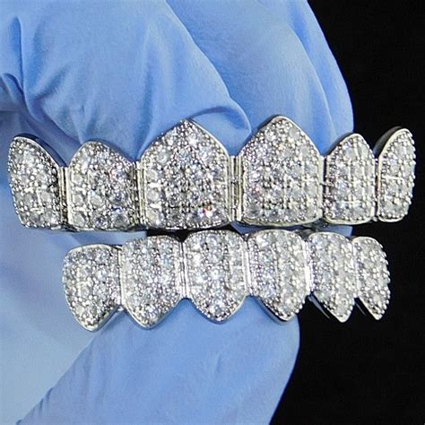 Grillz Set Cz Micro Pave Iced Out Grills Grillz Silver Grillz