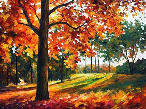 Autumn Fall Painting Wallpaper Leonid Afremov Freedom Of Autumn Park