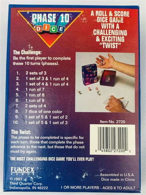 Phase 10 Dice Game 1993 Fundex Great Condition Mandis Attic Toys