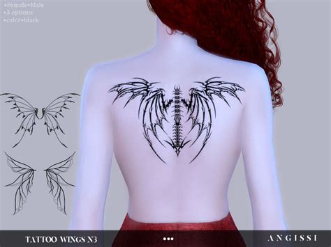 Angissis Tattoo Wings N3 Sims 4 Sims 4 Tattoos Sims 4 Body Mods