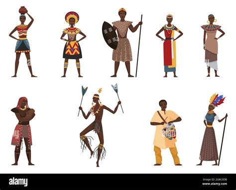 gente de la tribu africana grupo de ilustración del vector étnico de la aldea nativa dibujos