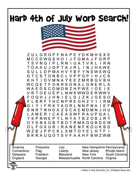 July Crossword Puzzle Printable