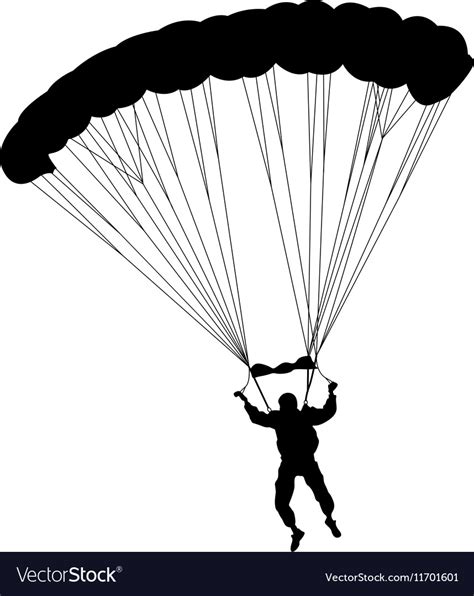 The Skydiver Silhouettes Parachuting A Royalty Free Vector