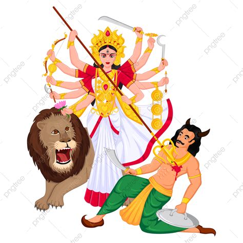 Goddess Durga Killing Mahishasura Navratri And Puja Festival Of India