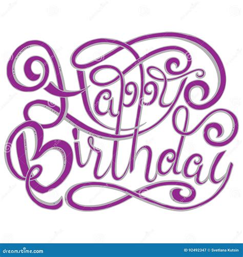 Happy Birthday Inscription Greeting Card With Calligraphy Hand Drawn