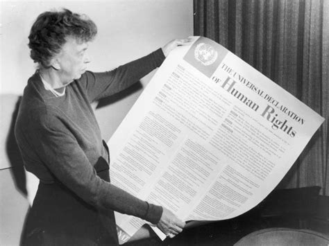 Eleanor Roosevelt Reviewing A Rough Draft By The Drafting Committee Which She Was Chairman Of