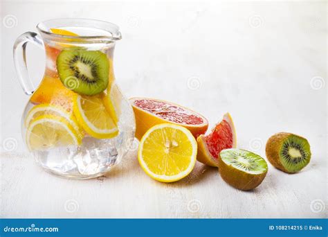 Refreshing Ice Cold Water With Lemon Stock Image Image Of Fresh