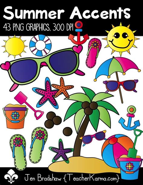 Summer Accents Clip Art Perfect For Summer And Beach Teaching