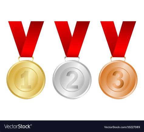 Gold Silver And Bronze Medals For The Winners Vector Image
