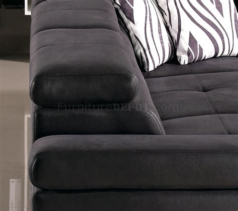 Black Fabric Modern Sectional Sofa Wadjustable Headrest