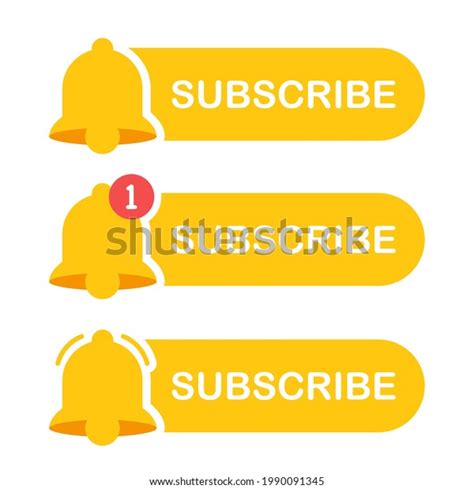 Subscribe Button Notification Bell Icon Social Stock Vector Royalty