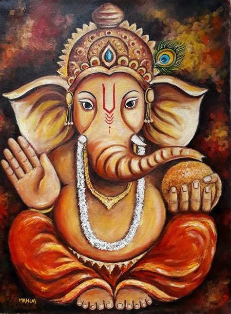 Ganesha Painting In 2021 Ganesh Art Paintings Ganesha Painting Lord
