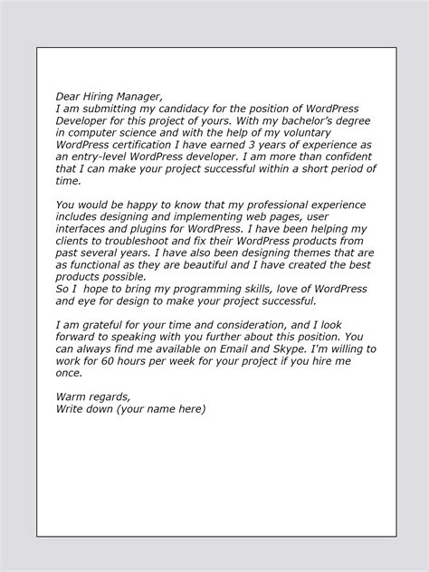 As with the professional manager cover letter sample, begin by showing that you have a general knowledge of what you are applying for, as well as a tidbit about. Job Short Hiring Manager Job Short Application Letter ...