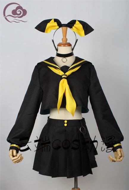 Vocaloid 2 Kagamine Rinlen Cosplay Costume Blackyellow Dress Sailor
