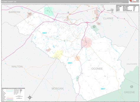 Oconee County, GA Wall Map Premium Style by MarketMAPS - MapSales.com