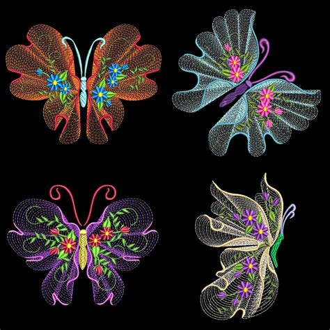 Flutterby Luv Inch Machine Embroidery Designs Etsy