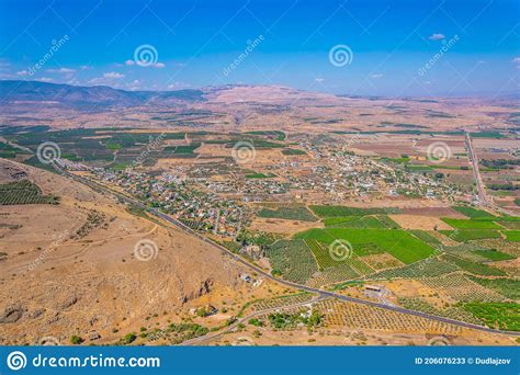 Aerial View Of Migdal Village From Mount Arbel In Israel Stock Image
