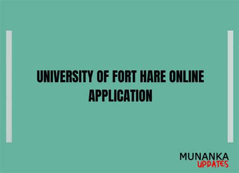 The University Of Fort Hare Online Application