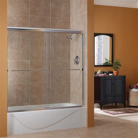 Frameless glass shower doors make your bathroom modern & elegant. Foremost Cove 60 in. W x 60 in. H Frameless Sliding Tub ...