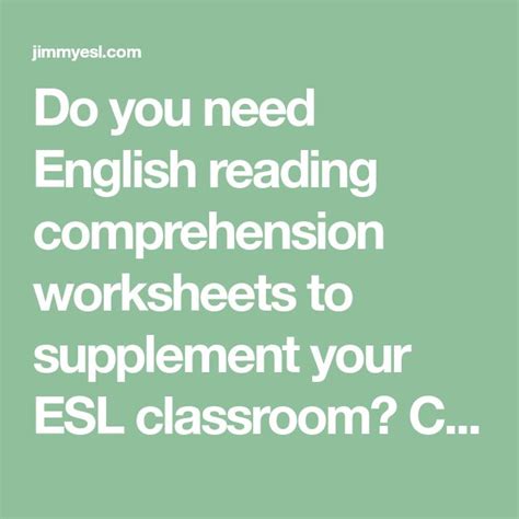 Free Esl Reading Comprehension Worksheets For Your Lessons Jimmyesl