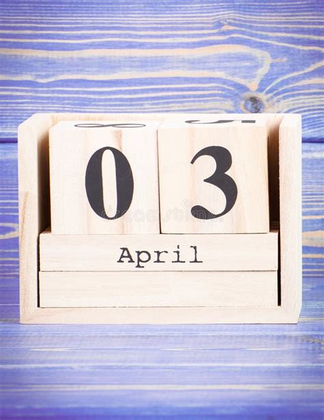 April 3rd Date Of 3 April On Wooden Cube Calendar Stock Photo Image