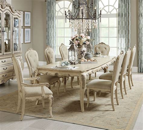 Elsmere 112 Antique White 9 Pc Dining Table Set French Country