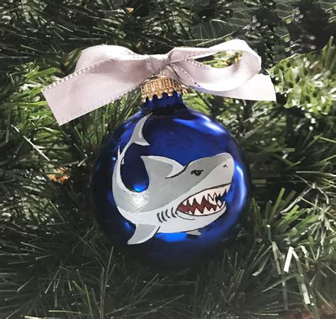 Personalized Hand Painted Shark Christmas Ornament Etsy