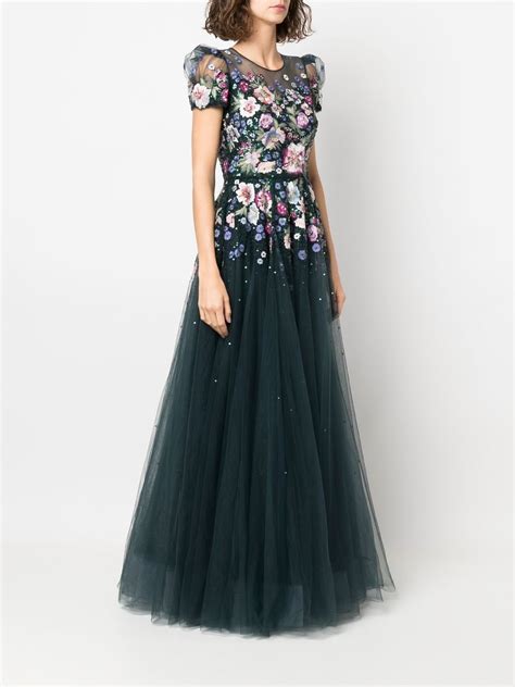 Jenny Packham Floral Embroidered Gown Farfetch
