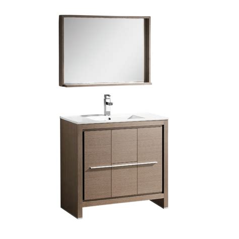 The bathroom is associated with the weekday morning rush, but it doesn't have to be. 35.5 Inch Single Sink Bathroom Vanity in Gray Oak with ...