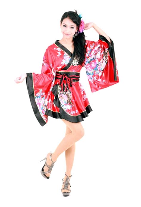 Red Mini Kimono Short Yukata And Kimono Neve Bianca