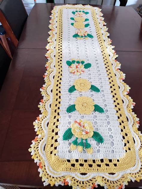 This look is simple, bohemian, and easy to make. Handmade Crochet Table Runner/Coffee Table | Crochet table ...