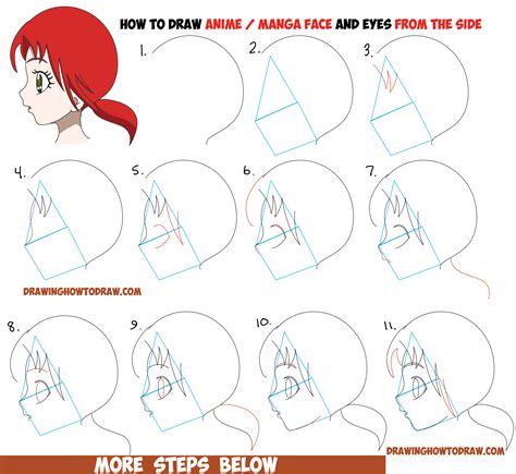 How to draw anime male face side view google search drawing welcome to dragoarts free online drawing tutorials for kids and adults. How to Draw an Anime / Manga Face and Eyes from the Side ...