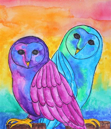 Rainbow Owls Drawing By Vanessa Curtis Fine Art America