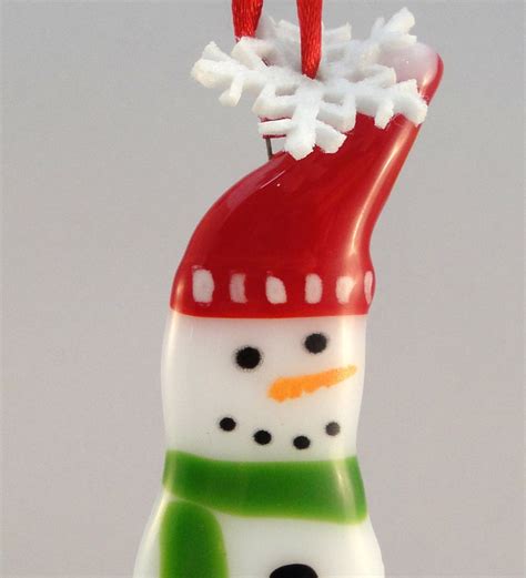 Fused Glass Snowman Ornament 04288 Etsy