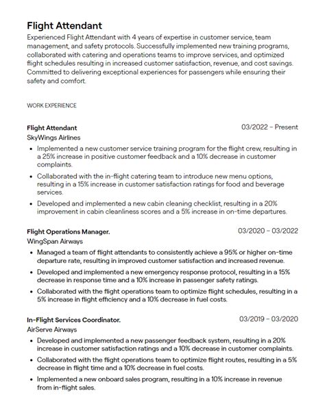 1 Flight Attendant Resume Examples With Guidance