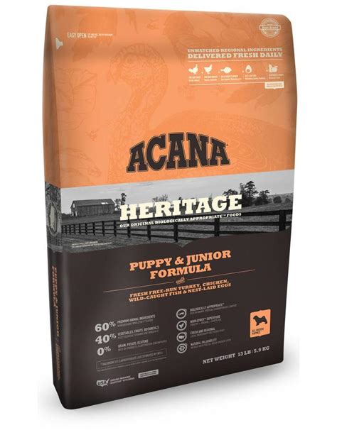 Acana offers balanced dog food made from premium ingredients. ACANA Heritage Puppy & Jr Grain-Free Dry Dog Food - The ...