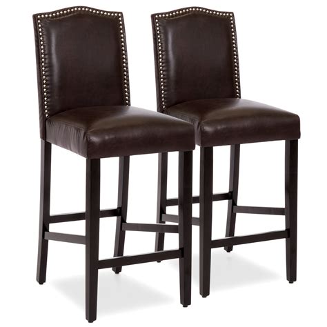 Best Choice Products Set Of 2 30in Faux Leather Counter Height Armless