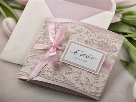 Custom Listing20patel Pink And Ecru Lace Wedding Invitation Pocket