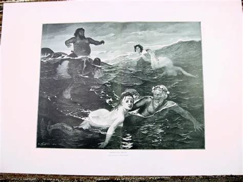 MYTHOLOGY GOD TRITON NAKED NUDE WOMEN SEA NYMPH GIRLS 1892 Art Print