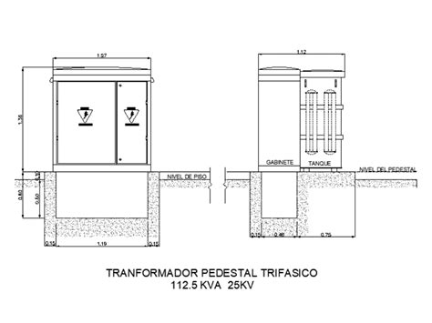 Transformador De Pedestal Trifásico Em Autocad Cad 2303 Kb Bibliocad