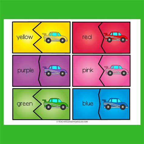 Free Race Car Color Matching Puzzles Transportation Preschool