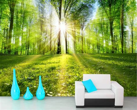 Beibehang 3d Nature Wallpaper Quiet Forest Landscape Tree Lined Trail