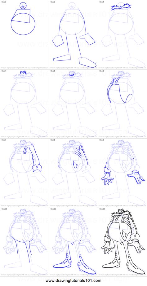 How To Draw Doctor Eggman From Sonic X Printable Step By Step Drawing