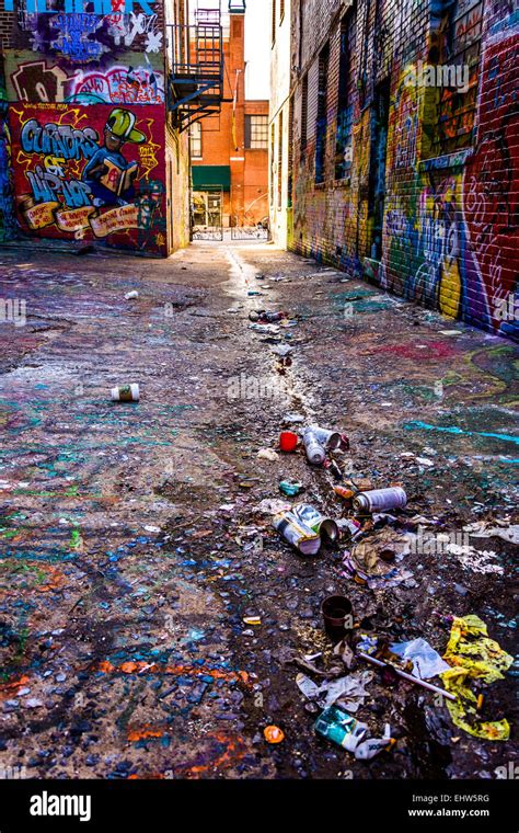 Trash In Graffiti Alley Baltimore Maryland Stock Photo Alamy