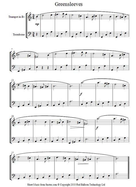 This is an easy arrangement of what child is this? Greensleeves sheet music for Trumpet-Trombone Duet - 8notes.com